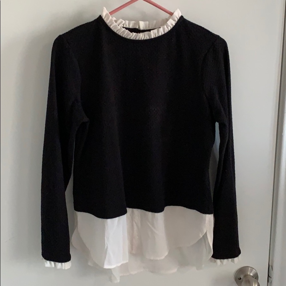 Cropped Sweater with Blouse Underlay